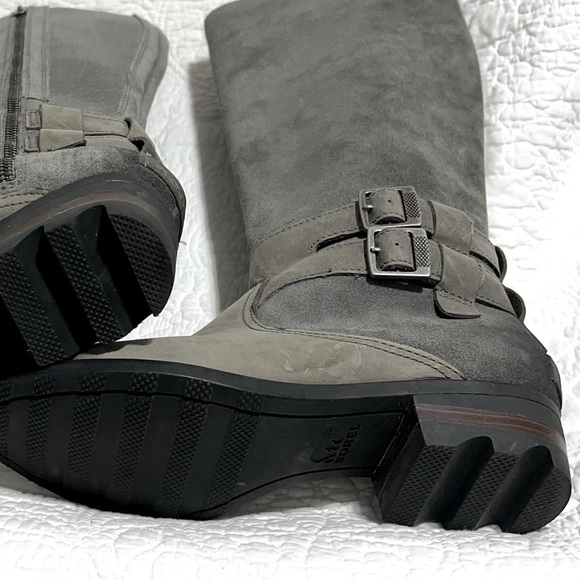 SOREL Lolla ll Waterproof Tall Distressed Grey Leather Boots, Size 7.5 - Picture 12 of 15